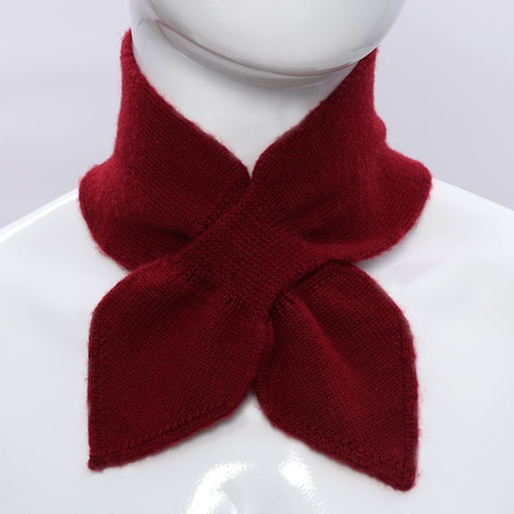 Short Winter Scarf Knitted Scarf for Women Y2K Fashion Neckerchief Decoration Wraps Soft Warm Scarves Neck Warmer Wine Free