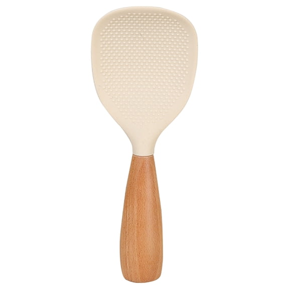 Short Wooden Handle Silicone Spatula, Heat Resistant Silicone Spoon for Cooking Baking, Non-Stick Rice Paddle for Rice Cooker, Kitchen Utensil Set, 21x8cm