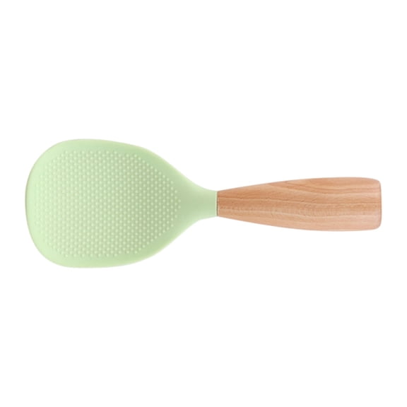 Short Wooden Handle Silicone Spatula,Multifunction Spatula Cooking Spoon,Silicone Spoon with Wooden Handle,Heat-insulation Heat-resistant Spoons for Rice Cooker (green,3.15"x8.27")