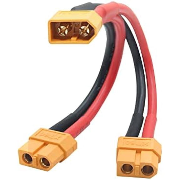 Short XT60 Parallel Battery Connector Cable,14AWG 1 Male to 2 Female Y Splitter Adapter Cable,10cm/3.93inch for RC Multicopter Quadcopter