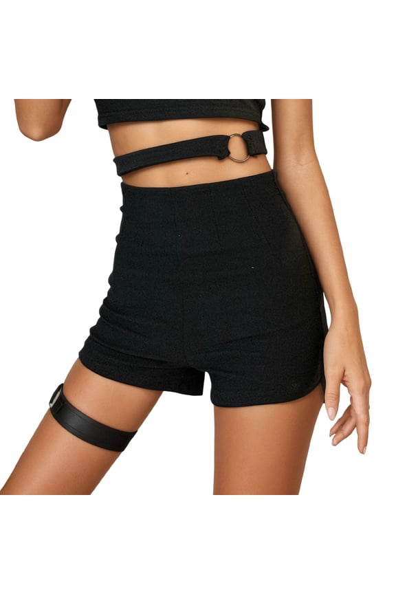Short Yoga Pants Women Detachable Slit High Waist Flowy Skirt Pleated Plus Size Shorts for Women,Black,M