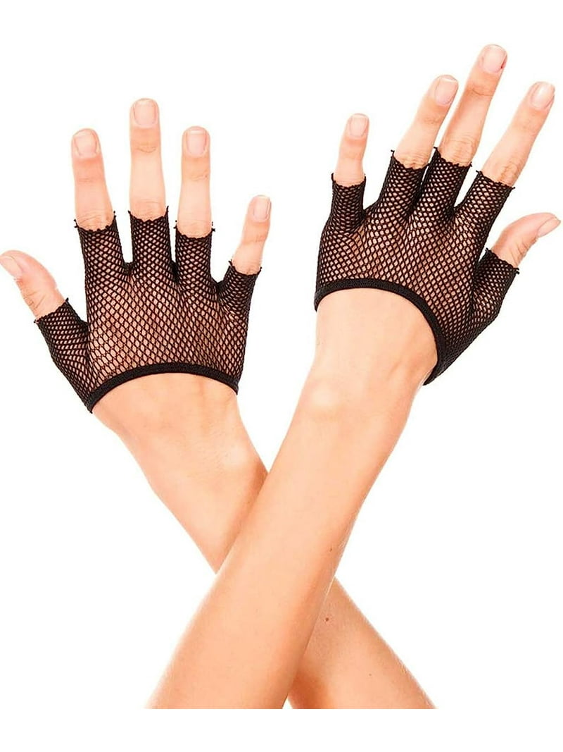 Short fishnet fingerless gloves 434-BLACK