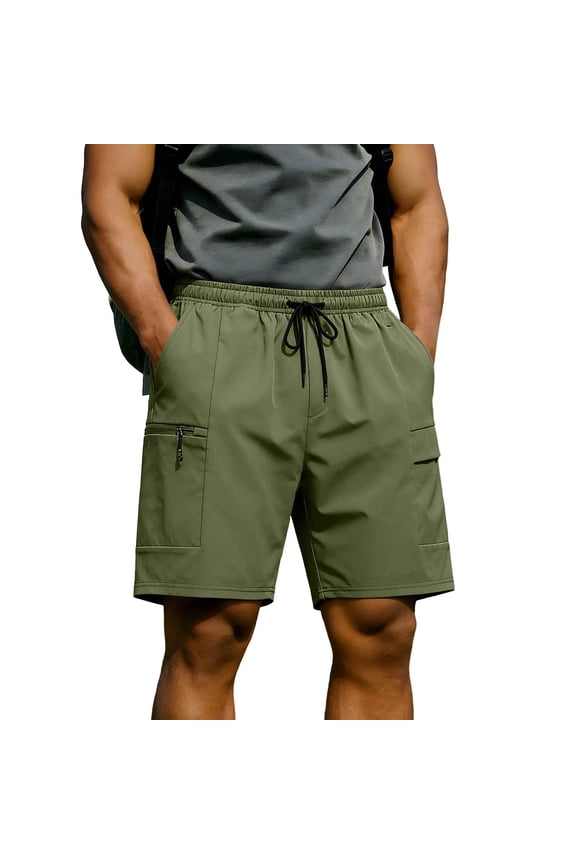 Short for Men Solid Color Casual Sporty Elastic Waist Zippered Pocket Fitness Training Casual Friday Outfits
