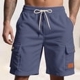 thumbnail image 1 of Short for Men Summer Corduroy Drawstring Waist Loose Solid Color Multiple Pockets Work Pants Outdoor Fitness Pants Beach Shorts, 1 of 9