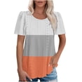 thumbnail image 1 of Short for Women,Sleeves for Women,Spring/Summer Color Blocked Round Neck Sleeve Short Sleeve T-Shirt, 1 of 7