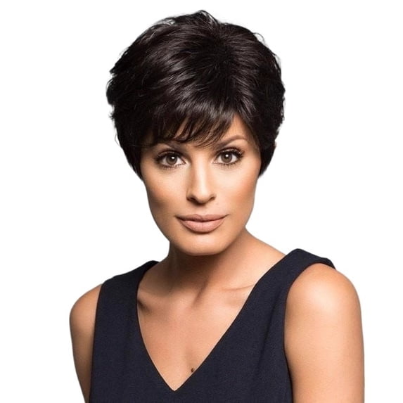 Short hair ladies straight hair slanted bangs wig set slightly curly temperament wig natural hairstyle