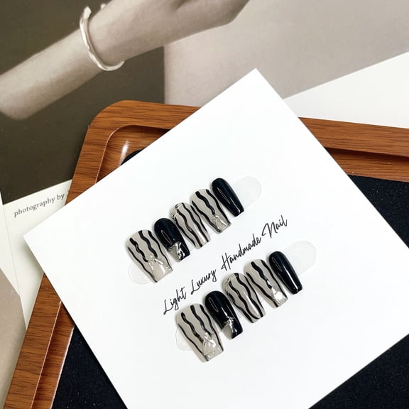 Short ladder wave whitening advanced sense C series pure handmade boutique detachable wearable manicure