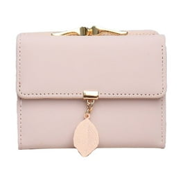 Short ladies wallet Pu leaf pendant three fold bag coin purse Walmart