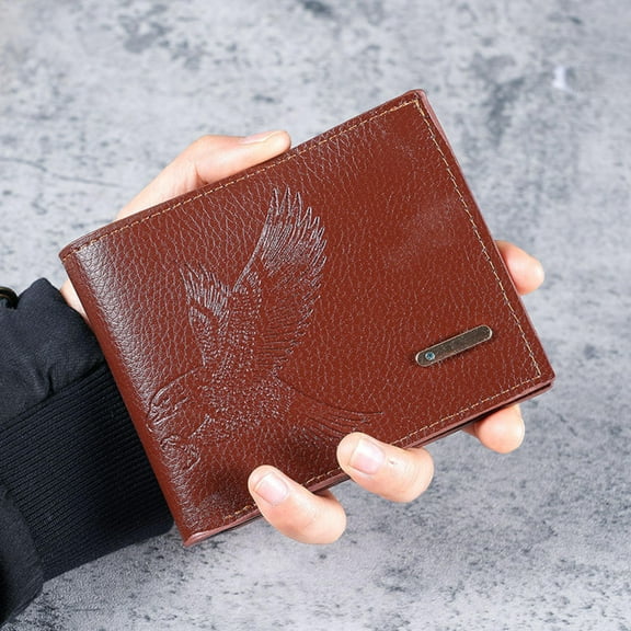 Short men's thin wallet 2025 new high-value eagle pattern student youth soft leather coin purse card bag