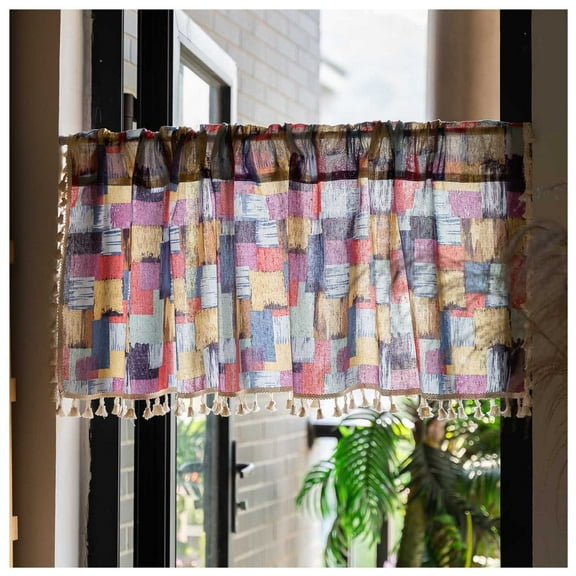 Short sheer curtain, modern color sheer curtains country house style bistro curtain, translucent dustproof kitchen curtains for living room kitchen