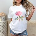 thumbnail image 1 of Short sleeve Rose Butterfly T-Shirt Graceful Floral Graphic Tee Fashion Aficionado Top Soft Round Neck White S-5XL, 1 of 5