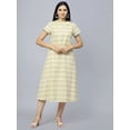 thumbnail image 1 of Short sleeve below knee length yellow lurex cotton dress, 1 of 4