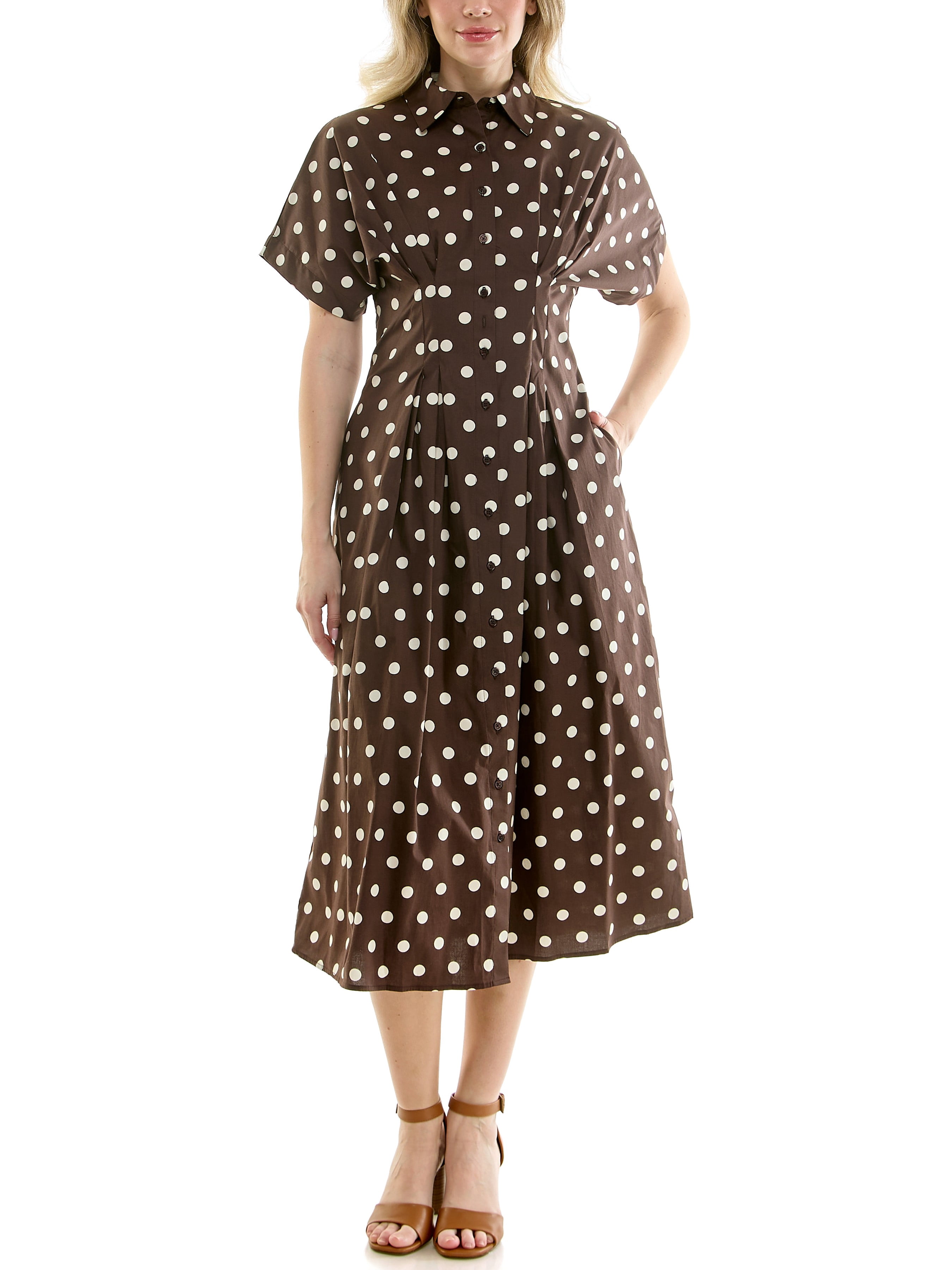 Nicole Miller Pintuck Waist Shirtdress, Sizes 4-16