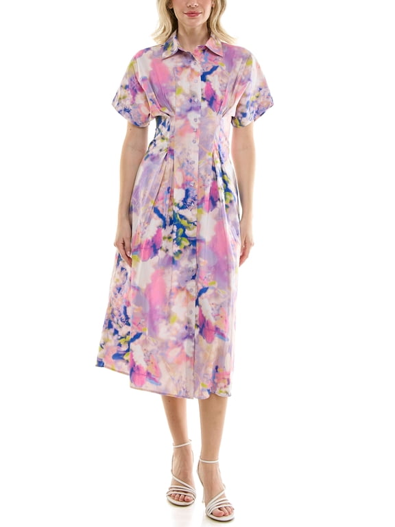 Pintuck Waist Shirtdress, Sizes 4-16