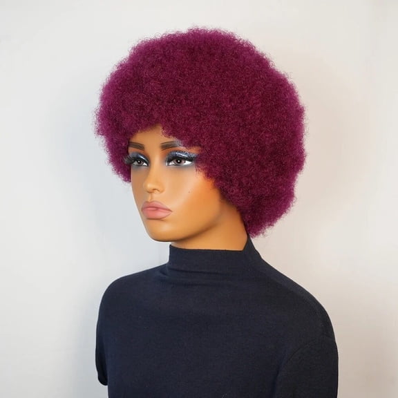 Short wig for women, natural fluffy retro curly hair, daily commuting style