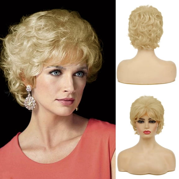 Short wigs suitable for Caucasian women, pixie cut with bangs, natural synthetic hair wigs, suitable for everyday wear.