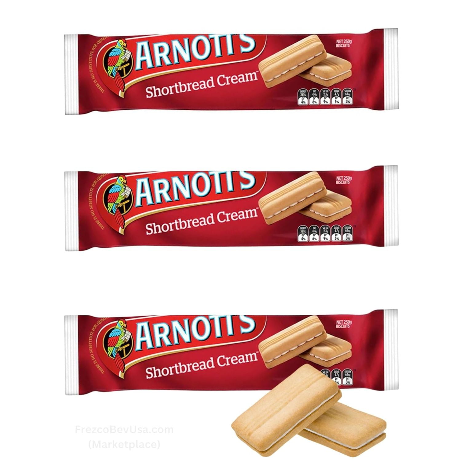 Shortbread Biscuits Cream (Value Pack Of 3 x 250g EA) Deliciously ...