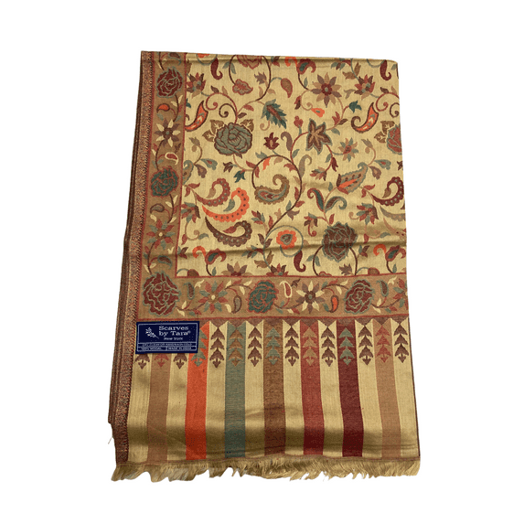 Shortbread Yellow and Orange Modal Scarves with Intricate Floral Patterns Summer Spring Accessory great for Casual Events