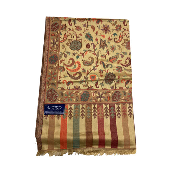 Shortbread Yellow and Orange Modal Scarves with Intricate Floral Patterns Summer Spring Accessory great for Casual Events