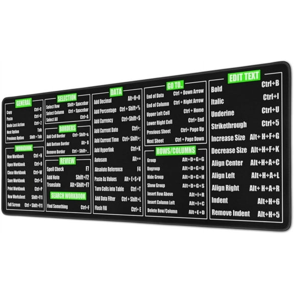 Shortcut Large Black Desk Mat for Desktop - Office Desk Pad and Computer Desk Mat