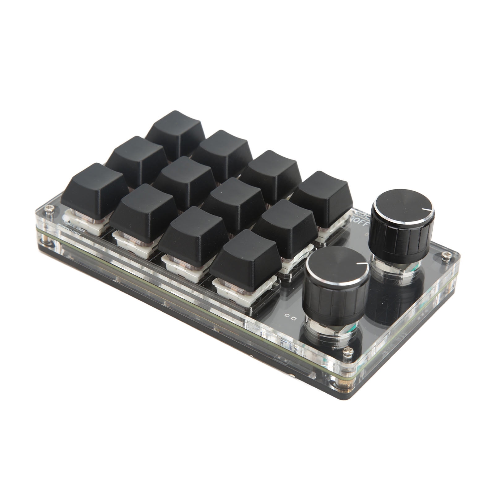 Shortcut Programmable Keyboard 12 Keys 2 Knobs Black Portable DIY