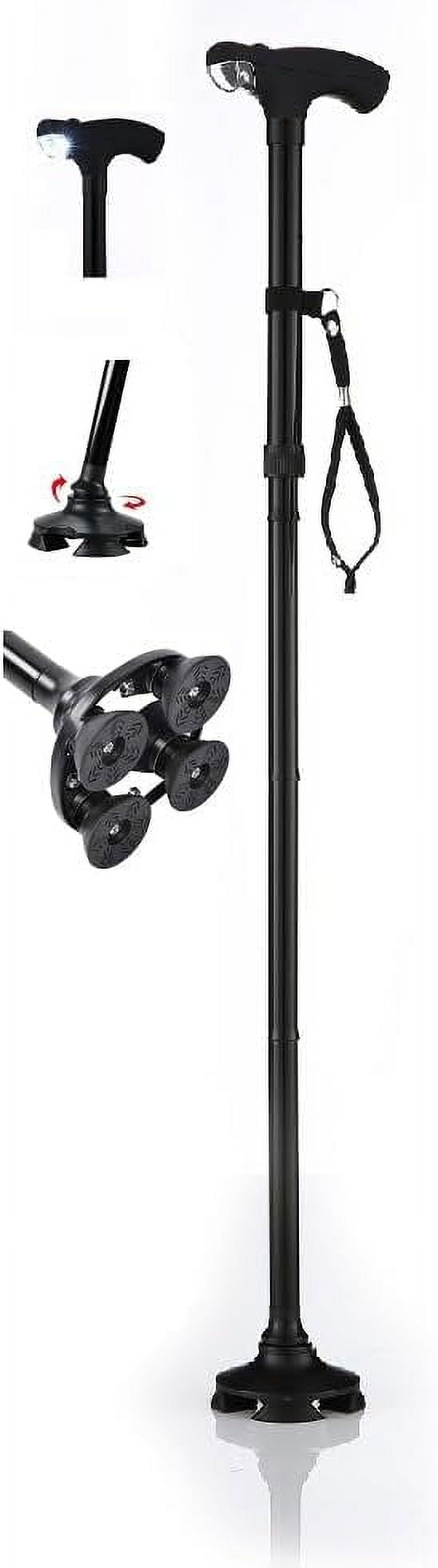 Shorter Cane | Adjustable from 27-32 inches | Self Standing | 4 Rubber Feet | LED Light | Hurry Before They are Gone | Great Walking Cane | As Seen On TV Cane | Foldable | Wrist Strap | Color is Black