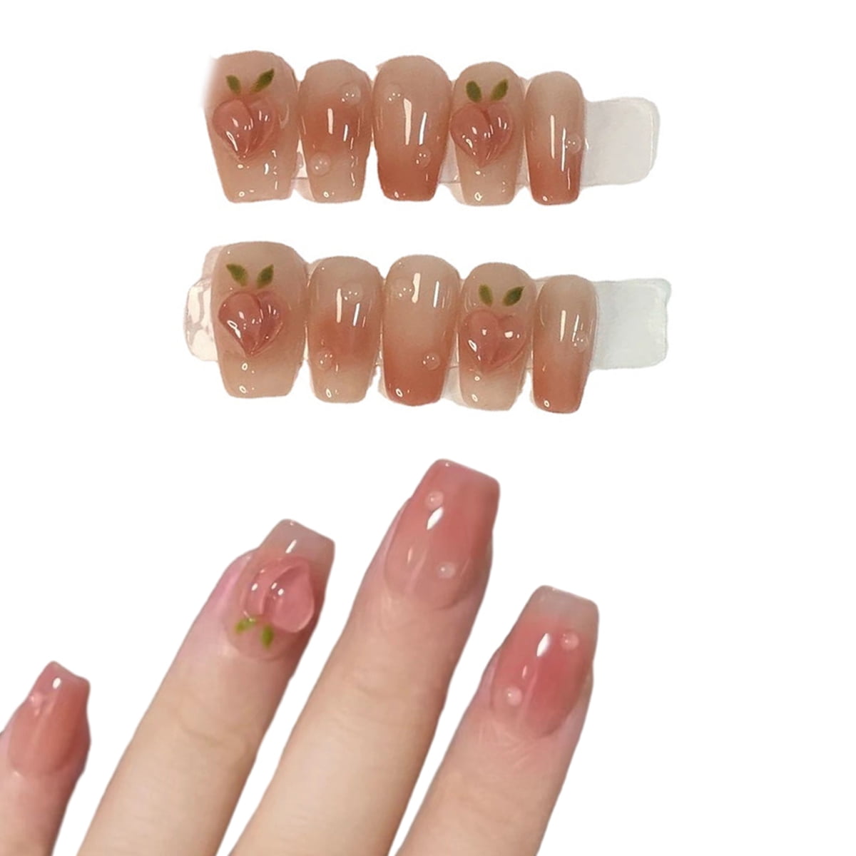 Short Press on Nail Medium Coffin Nail Art with 3D Luxury Design