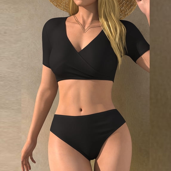 Shorts Bathing Suits for Women New Women's Sports Printing Matching Zipper Slim Jumpsuit Sports Surf Suit Swimsuit Style B-38 Black M