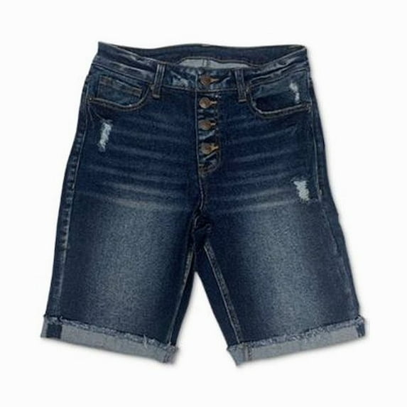 Shorts Blue Junior Bermuda Raw Rolled Up Hem Denim $34 31