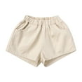 thumbnail image 1 of Boys' Shorts Beige Elastic Waist Drawstring Casual Boy Summer Clothes Soccer Shorts Boys 5-6 Years, 1 of 7