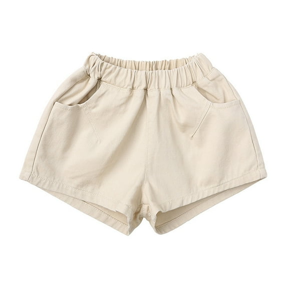 Boys' Shorts Beige Elastic Waist Drawstring Casual Boy Summer Clothes Soccer Shorts Boys 5-6 Years