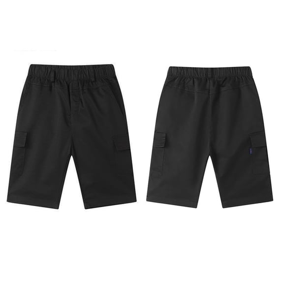 Shorts Boys Black Cargo Shorts Drawstring Elastic Waist Athletic Shorts Boy Summer Clothes Beach Shorts 13-14 Years