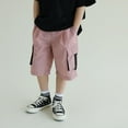 thumbnail image 1 of Shorts Boys Pink Cargo Shorts Elastic Waist Drawstring Pull-On Boys Summer Clothes Soccer Shorts Boys 6-7 Years, 1 of 5
