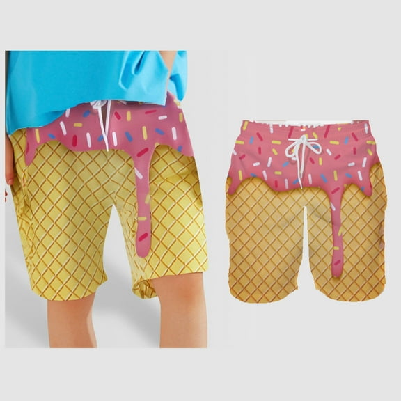 Shorts Boys Summer Print Drawstring Elastic Waist Casual Biker Shorts Kids Boy Clothes 5-6 Years