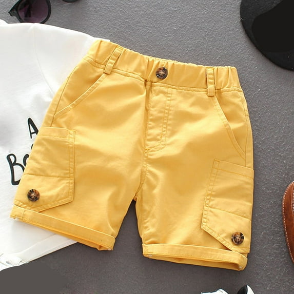 Boys' Shorts Yellow Cargo Shorts Stretchy Relaxed Jogger Boys Summer Clothes Beach Shorts 5-6 Years