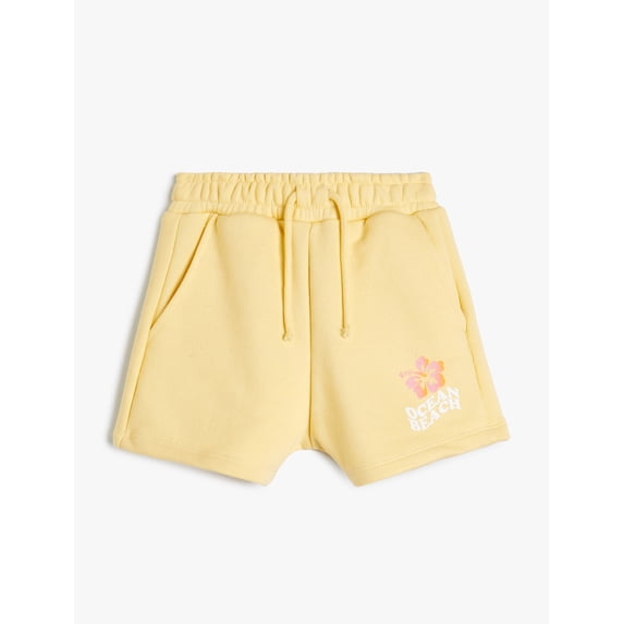 Shorts Drawstring Pockets Flower Printed Detail
