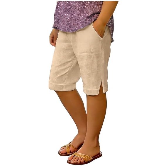 Shorts For Girls 4-16 Girls Bermuda Shorts Knee Length Straight Leg Long Shorts Loose Casual Solid Drawstring Elastic Waist Short Pants