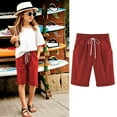 thumbnail image 1 of Shorts For Girls Knee Length High Waisted Summer Shorts Comfy Drawstring Short Pants With Pockets, 1 of 8