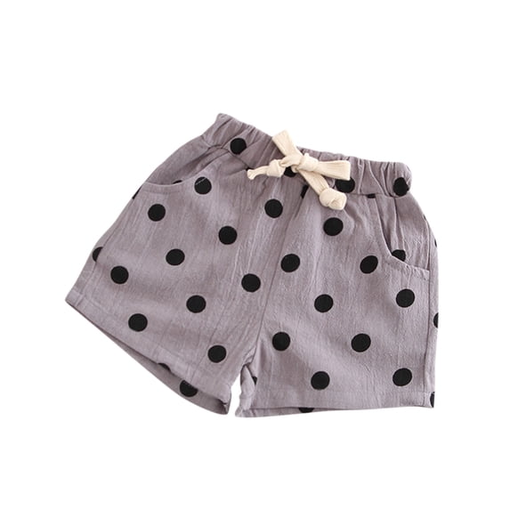 Shorts For Girls Linen Kids Shorts Dot Polka Toddler Waist Pocket Baby Elasticated Pants For 2-3 Years