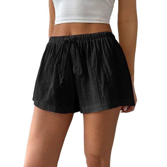 Shorts For Women Basic Striped Loose Fitting Shorts with Drawstring