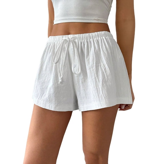 Shorts For Women Basic Striped Loose Fitting Shorts with Drawstring