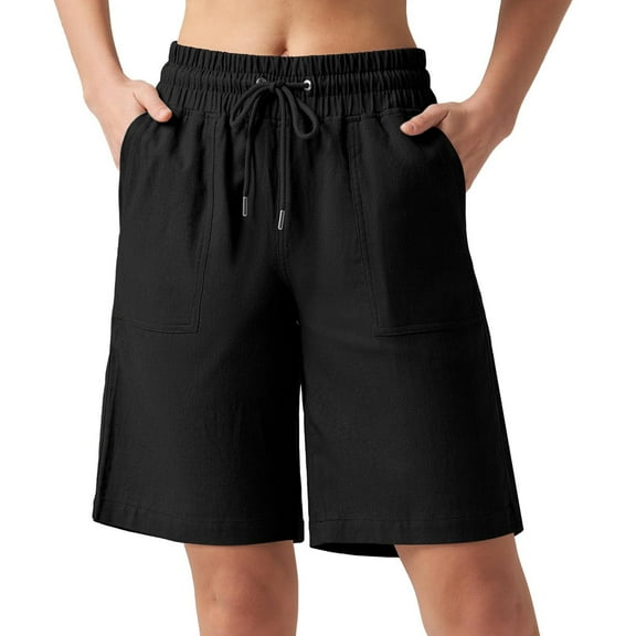 Shorts For Women Sevevn Womens Summer Fashion Solid Casual Elastic Waist Half Short Pants