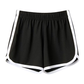 Shorts For Women Women's Fashion Solid Color Casual Wide Leg Ruffle Loose High Waist Shorts Pants Biker Shorts Women,Black,M