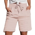 thumbnail image 1 of Shorts For Women Women's Fashionable And Casual Solid Color Elastic Waist Cotton Linen Sports Five Point Pants Shorts, 1 of 5