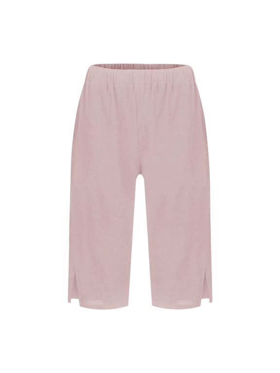 Shorts For Women Women's Fashionable Casual Slit With Pocket Cotton Linen Loose Shorts