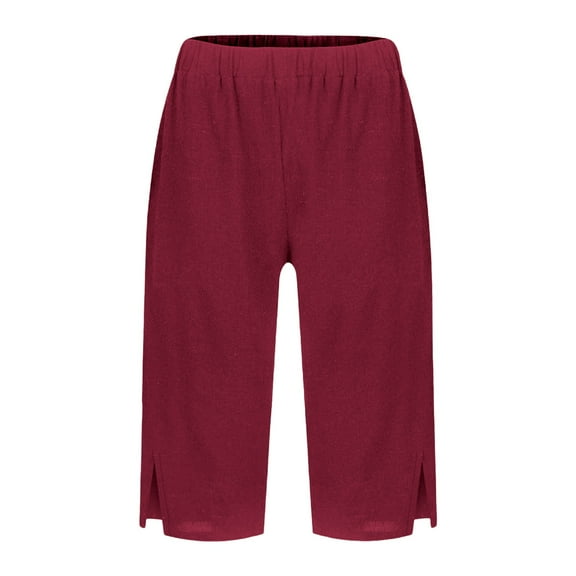 Shorts For Women Women's Fashionable Casual Slit With Pocket Cotton Linen Loose Shorts