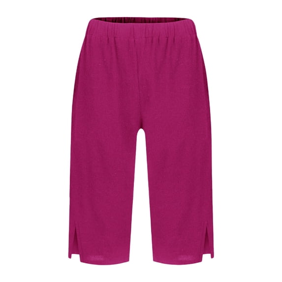 Shorts For Women Women's Fashionable Casual Slit With Pocket Cotton Linen Loose Shorts