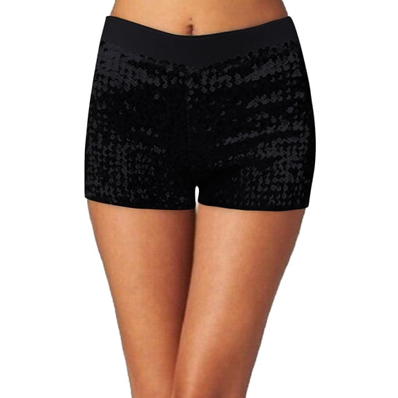 Shorts For Women Women's Sequins Elastic Waist Sparkly Straight Leg Glitter Hot Pants Sequin For Women Shorts