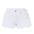 thumbnail image 1 of Shorts For Women Women's Spring/Summer Wash Vintage Worn Solid High Waist Beaded Edge Denim Shorts, 1 of 6