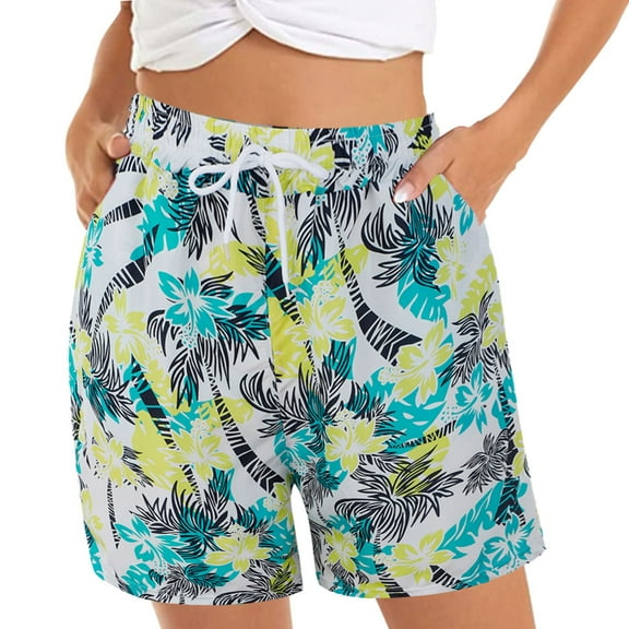 BJUTIR Shorts For Women Womens Casual Shorts Summer Comfy Beach Shorts Elastic Waist Floral Print With 2 Pockets